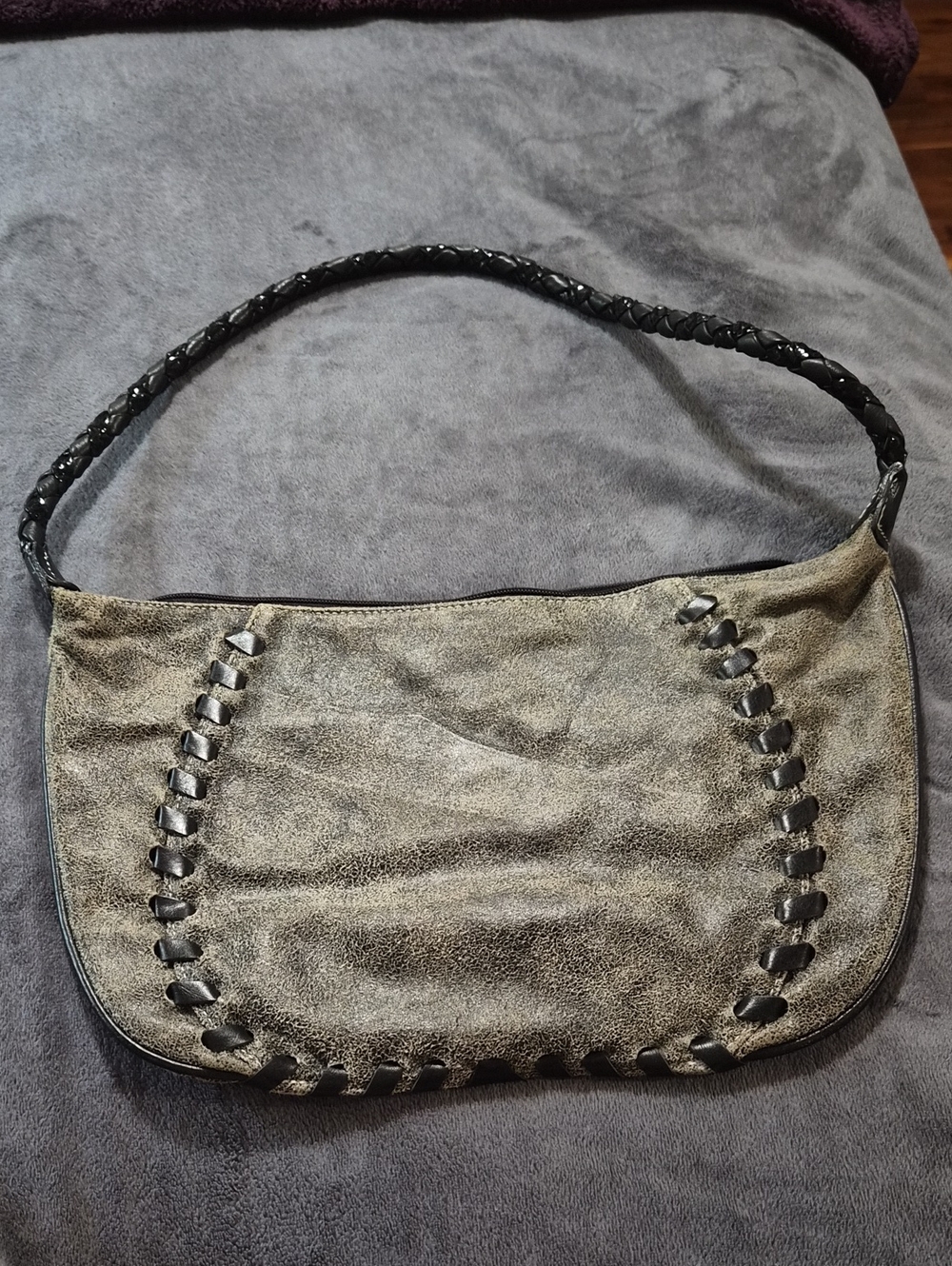 1990's Gray/ Beown Shoulder Bag with Braided Strap